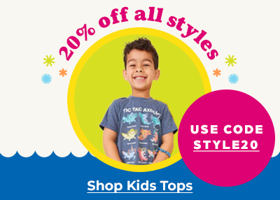 Get 20% OFF all kids apparel with code STYLE20.